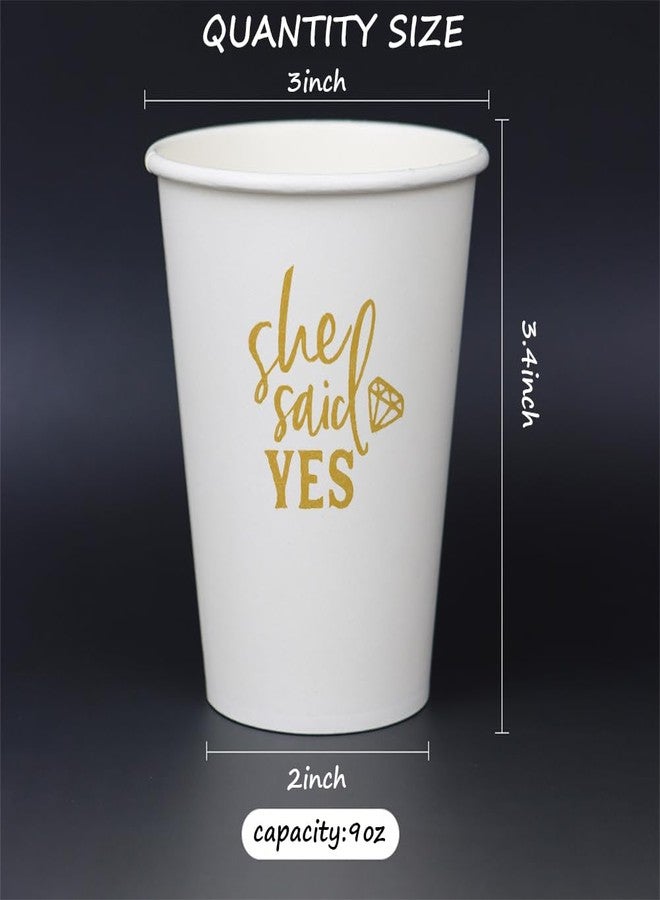 Geloar She Said Yes Party Cups, 20 Pack 9oz Gold She Said Yes Disposable Paper Party Cups for Bridal Shower Engagement Rehearsal Dinner Wedding (She Said Yes Cups) - Image 2